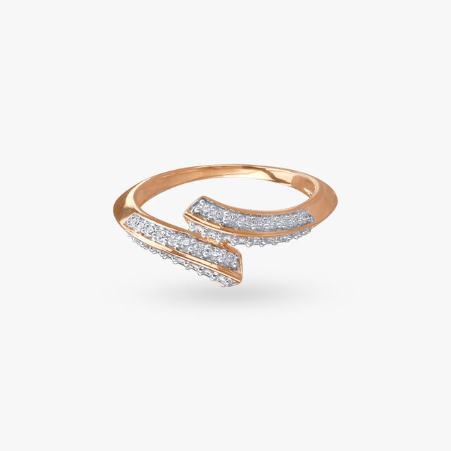Shimmery Crossover Diamond Finger Ring 2