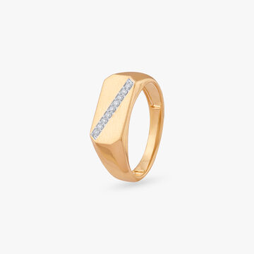 Diagonal Dash Diamond Ring for Men