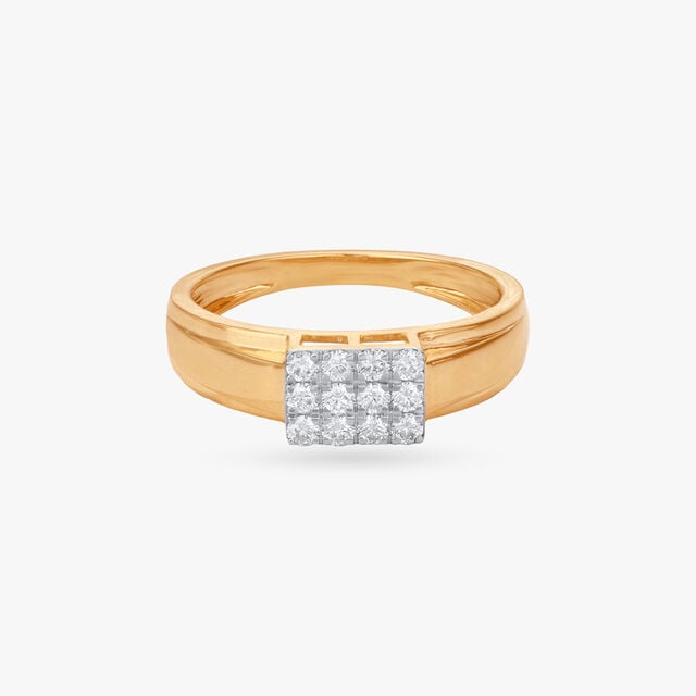 Bold Linear Diamond Finger Ring for Men