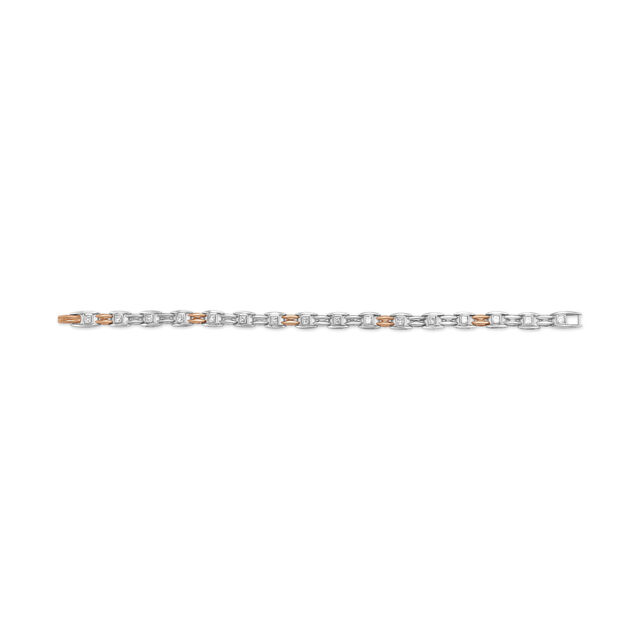 Dual Tone Link Diamond Bracelet For Men 