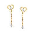 Modish Long Heart Pattern Diamond Drop Earrings for Kids,,hi-res 
