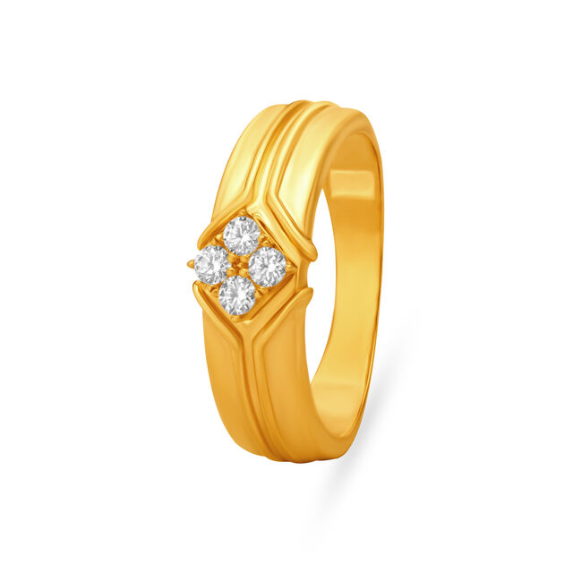 Stately 4 Stone Gold Finger Ring for Men,,hi-res