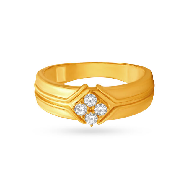 Stately 4 Stone Gold Finger Ring for Men,,hi-res