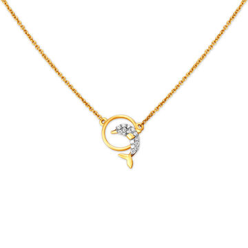 Dolphin Diamond Pendant with Chain for Kids