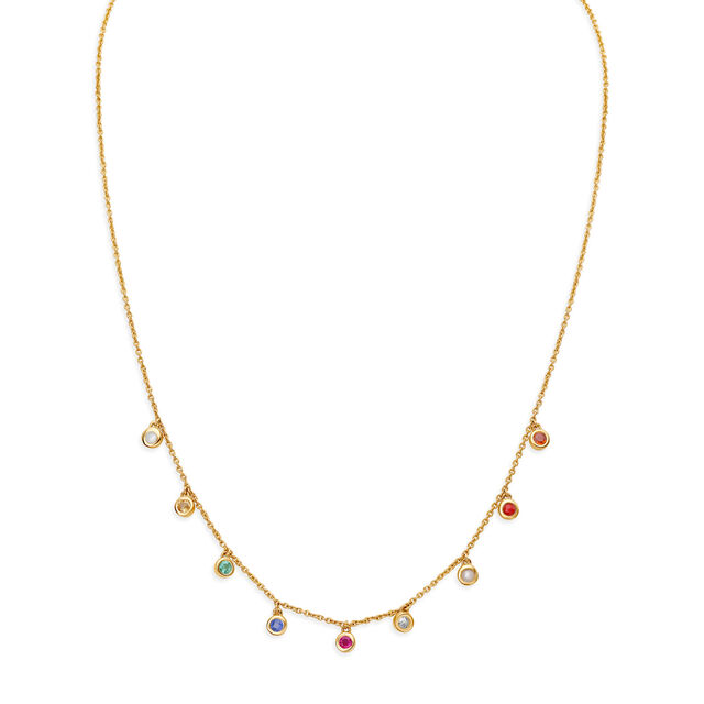 Emerald Gomad Pearl Ruby Sapphire Diamond Necklace 