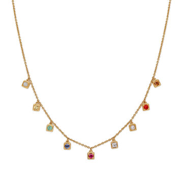 Trendy Diamond and coloured stones Necklace