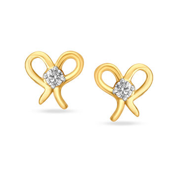 Adorable Knot Style Kids Diamond Stud Earrings