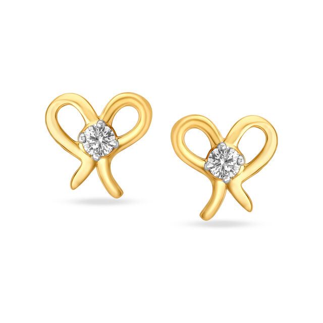 Adorable Knot Style Kids Diamond Stud Earrings 