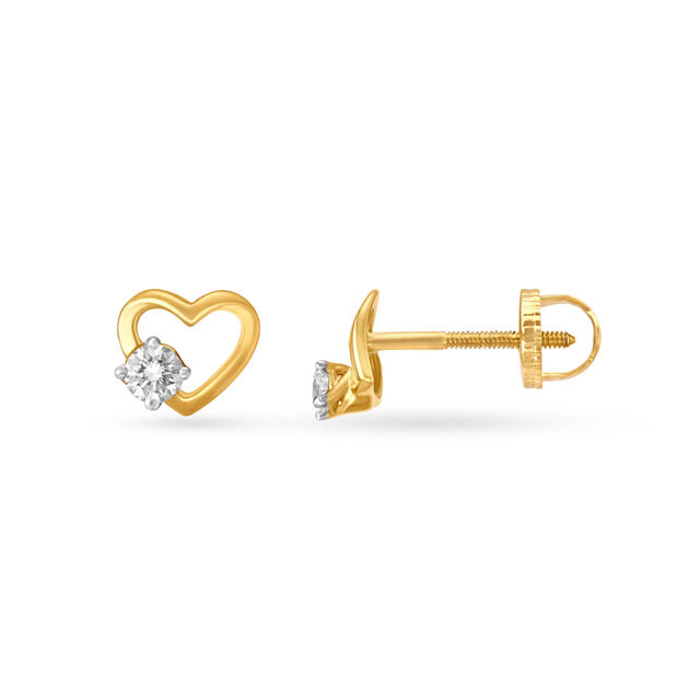 Dainty Heart Stud Diamond Earrings,,hi-res 2