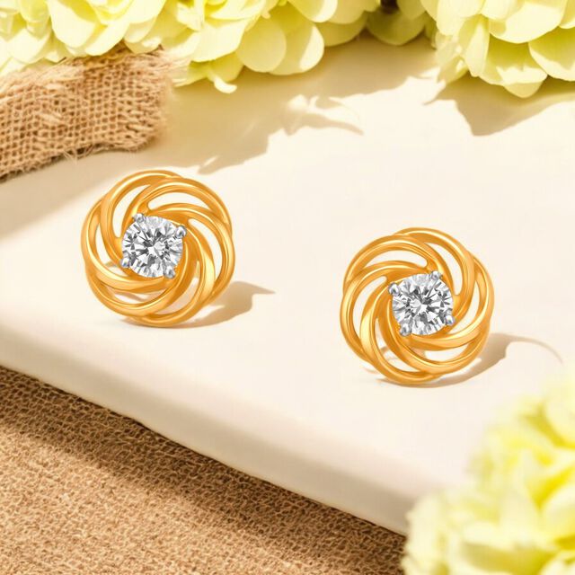 Swirl Pattern Diamond Stud Earrings for Kids 