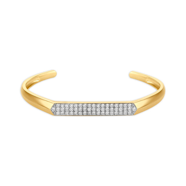 Enchanting Diamond Studded Gold C Kada for men 