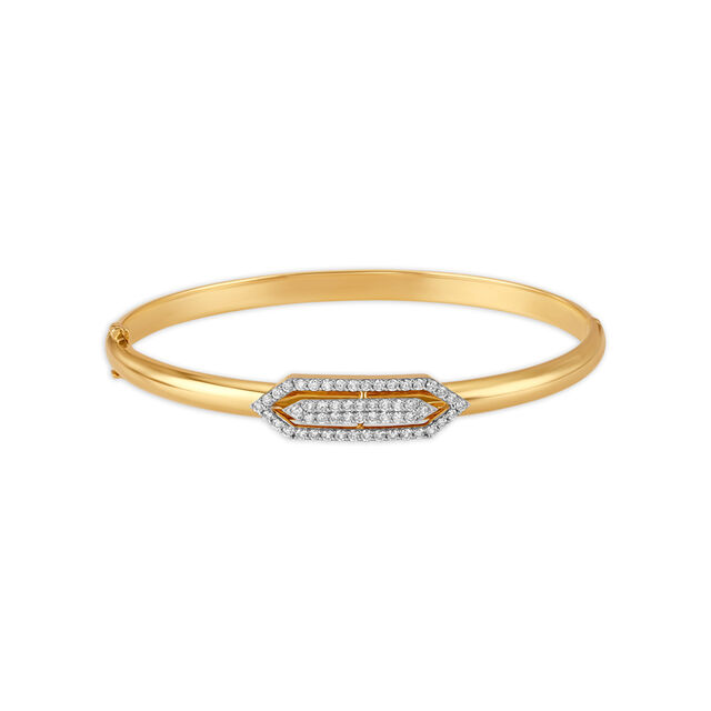 Sublime Geometric Gold and Diamond Openable Kada for men