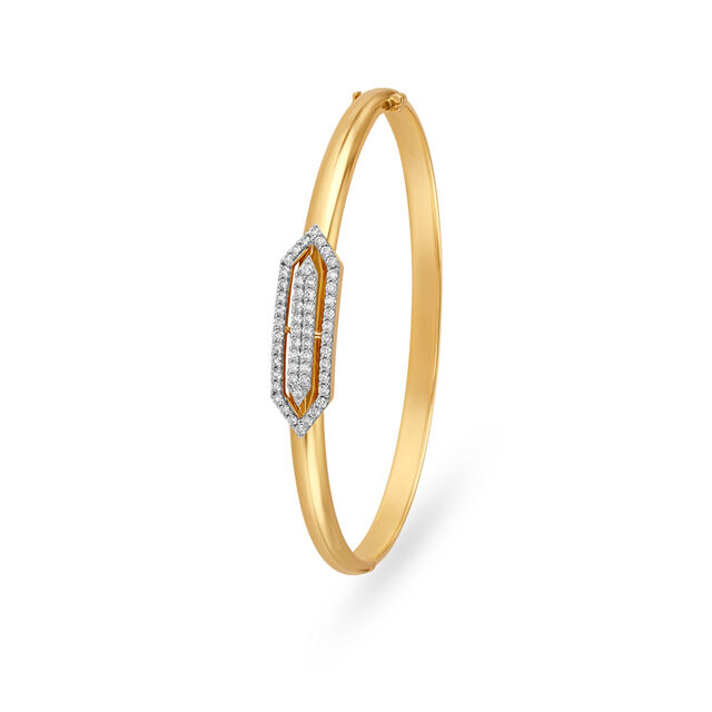 Sublime Geometric Gold and Diamond Openable Kada for men
