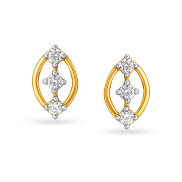 3 Stone Diamond Stud Earrings for Kids