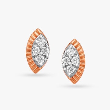 Elegant Leafy Diamond Stud Earrings