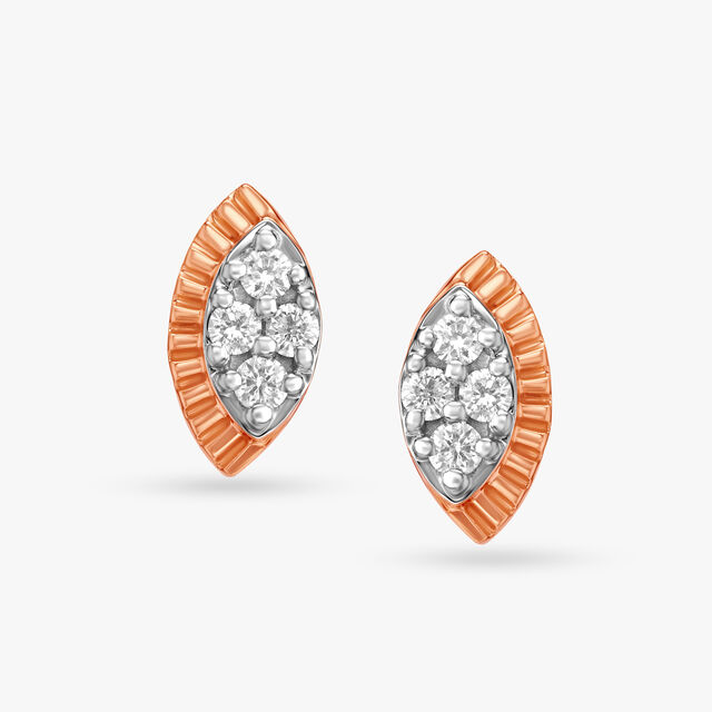 Elegant Leafy Diamond Stud Earrings 