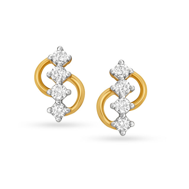 4 Stone Diamond Stud Earrings for Kids 