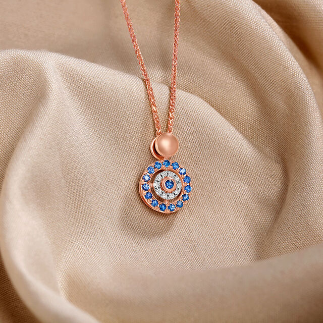 Radiant Evil Eye Diamond and Sapphire Pendant 