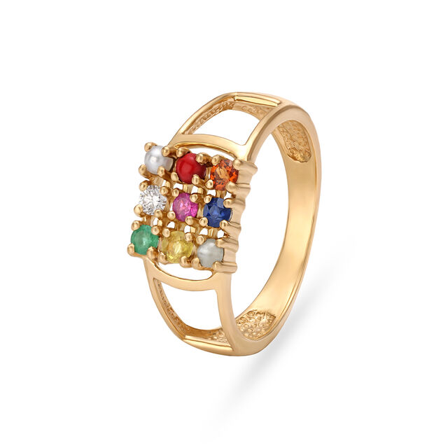 Magnificent Navaratnam Studded Gold Ring