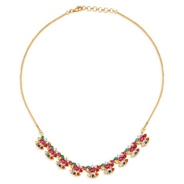 Captivating Unique Design Navaratnam Gold Necklace