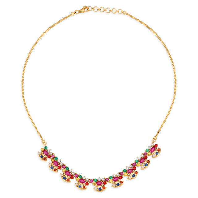 Captivating Unique Design Navaratnam Gold Necklace 
