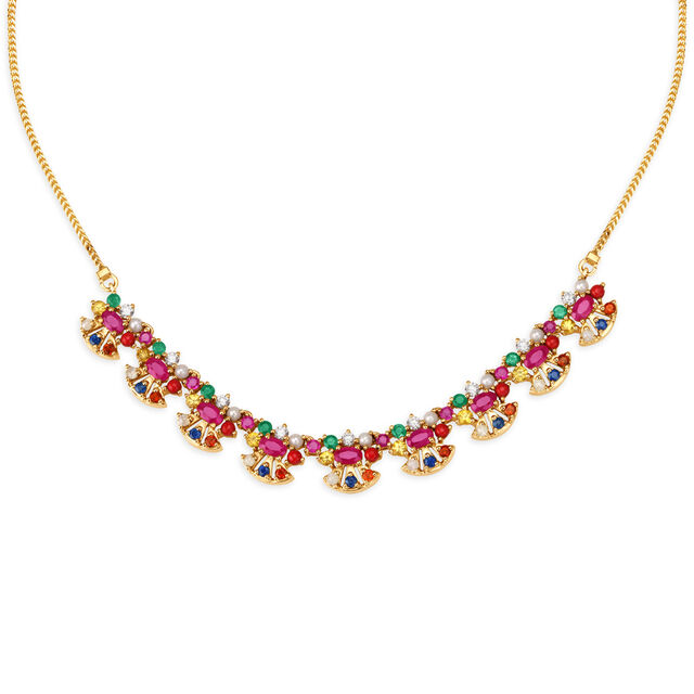 Captivating Unique Design Navaratnam Gold Necklace 2