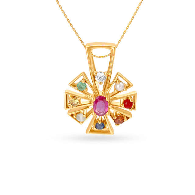 Navaratnam Floral Diamond Pendant,,hi-res 