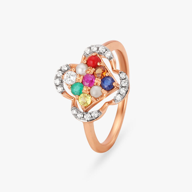 Blossom Navaratna Diamond Finger Ring