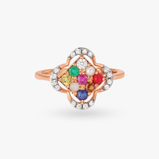 Blossom Navaratna Diamond Finger Ring