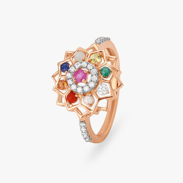 Celestial Navaratna Diamond Finger Ring
