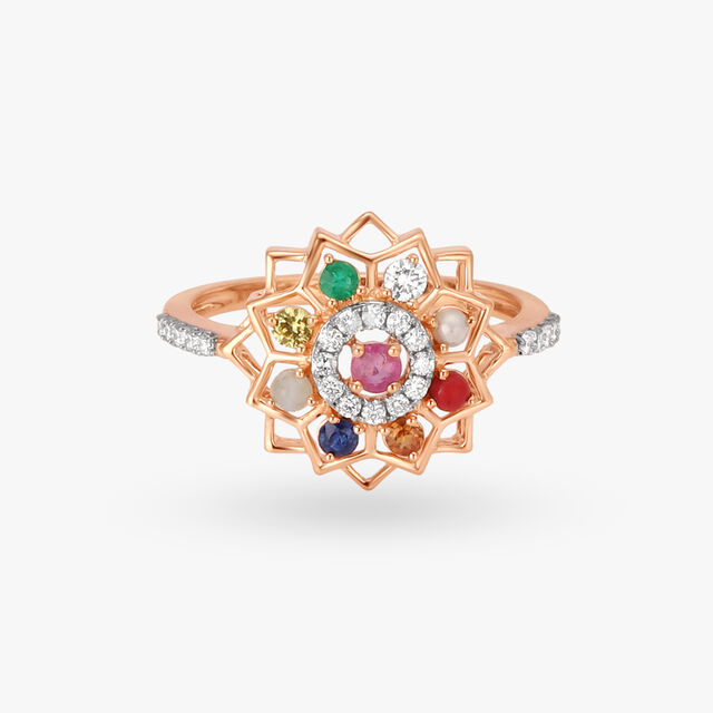 Celestial Navaratna Diamond Finger Ring