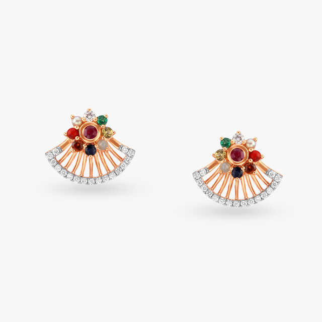 Navaratna Diamond Stud Earrings 