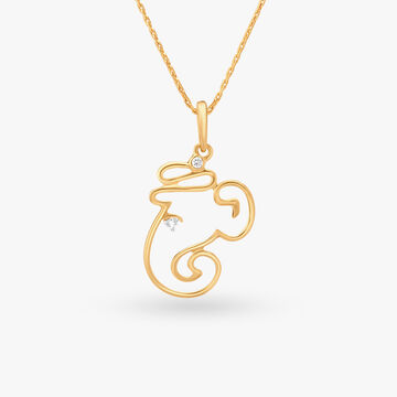 Modern Ganesha Diamond Pendant