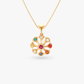 Luxurious Navaratna Diamond Pendant