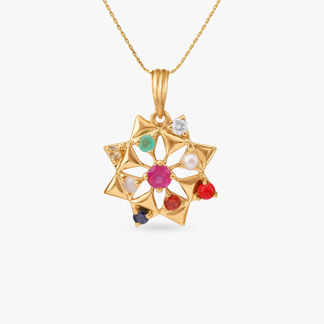 Celestial Navratna Diamond Pendant 