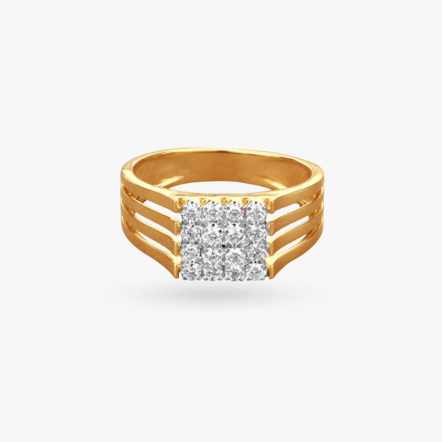 Bold Rows Diamond Finger Ring for Men