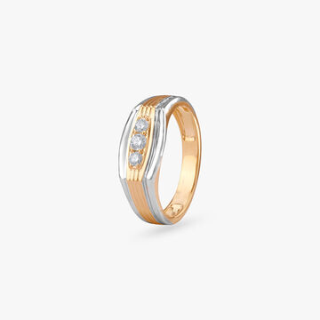 Parallel Groove Diamond Ring for Men