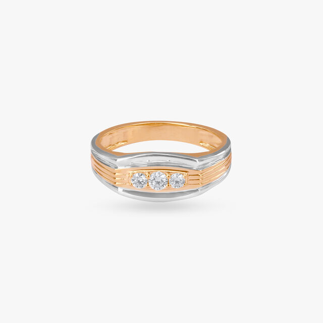 Parallel Groove Diamond Ring for Men