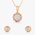 Budding Bloom Diamond Pendant and Earrings set for Kids 