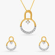 Unlock Charm Diamond Pendant and Earrings Set 