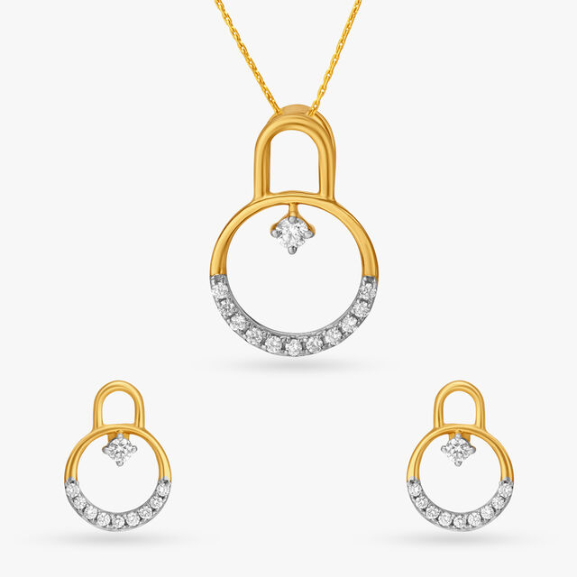 Unlock Charm Diamond Pendant and Earrings Set 