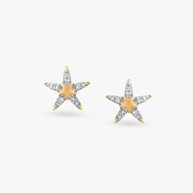 Little Starfish Diamond Pendant and Earrings Set For Kids 3