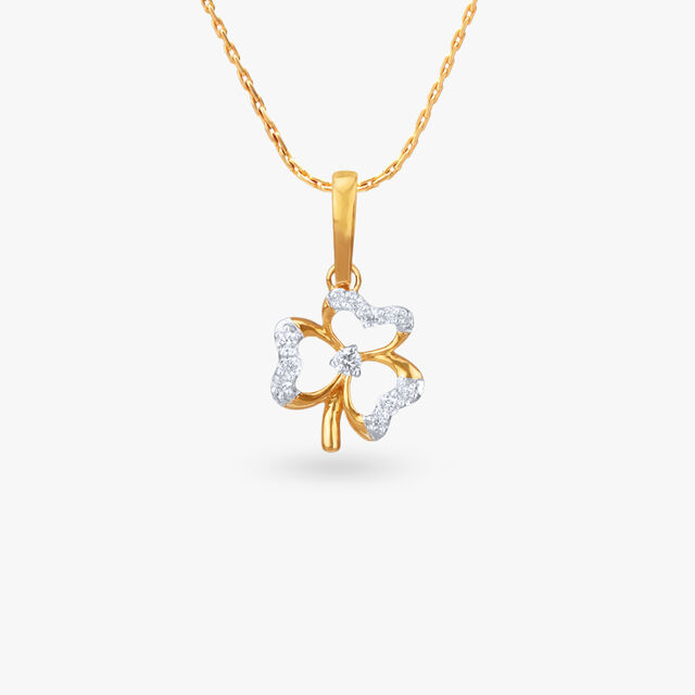 Lucky Clover Diamond Pendant and Earrings set for Kids 2