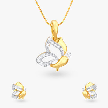Butterfly Dreams Diamond Pendant and Earrings set for Kids