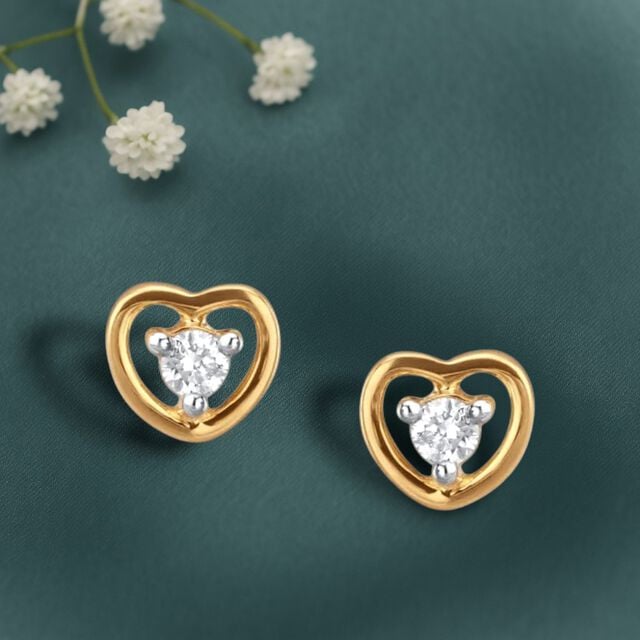 Adorable Hearts Diamond Stud Earrings For Kids
