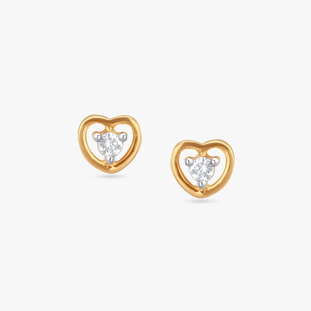 Adorable Hearts Diamond Stud Earrings For Kids