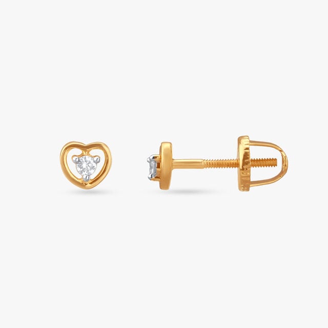 Adorable Hearts Diamond Stud Earrings For Kids
