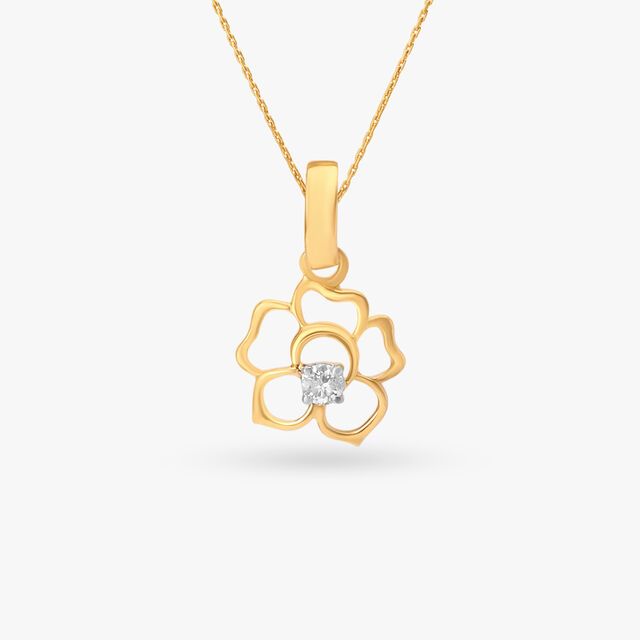 Dainty Floral Gold Pendant for Kids 