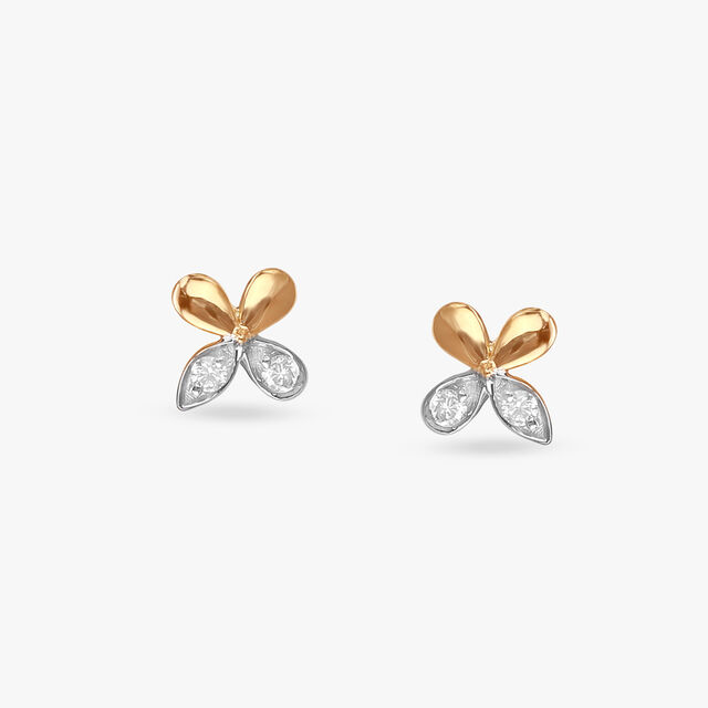 Twinkling Flowers Diamond Stud Earrings For Kids 