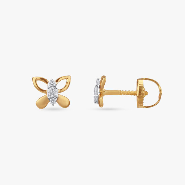 Little Flutterbies Diamond Stud Earrings For Kids 2